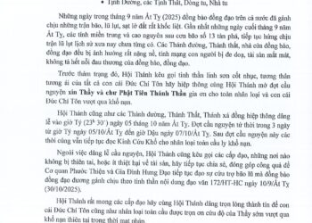HỘI THÁNH PHÁT ĐỘNG TOÀN ĐẠO CHUNG LÒNG CẦU NGUYỆN ĐỂ ĐỒNG BÀO, ĐỒNG ĐẠO SỚM BÌNH AN TRƯỚC THIÊN TAI BÃO LŨ